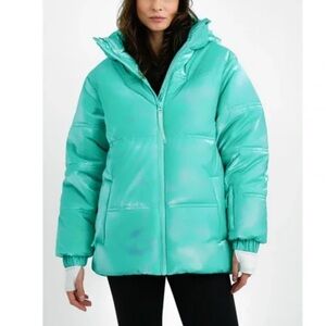 ASOS 4505 Ski & Snow High Shine Teal Puffer Coat